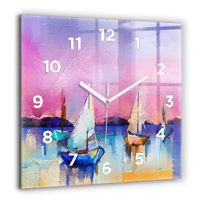 Horloge carrée en verre 60x60 cm Paysage marin