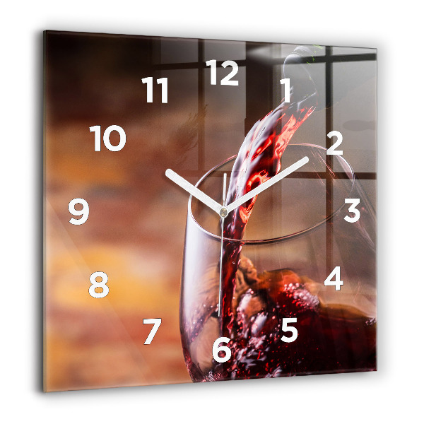 Pendule carrée en verre 60x60 cm Verre de vin rouge