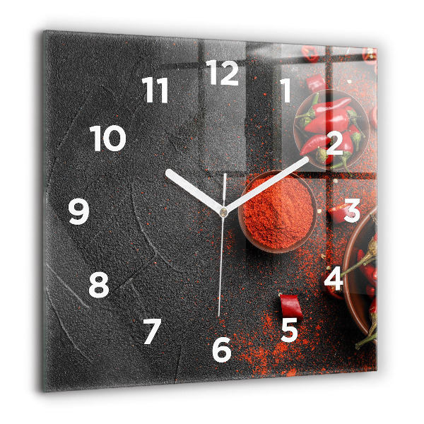 Horloge murale carrée 60x60 cm Poivrons rouges