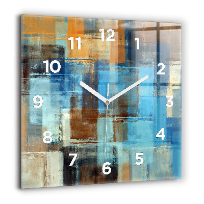 Horloge carrée en verre 60x60 cm Fond coloré - abstrait