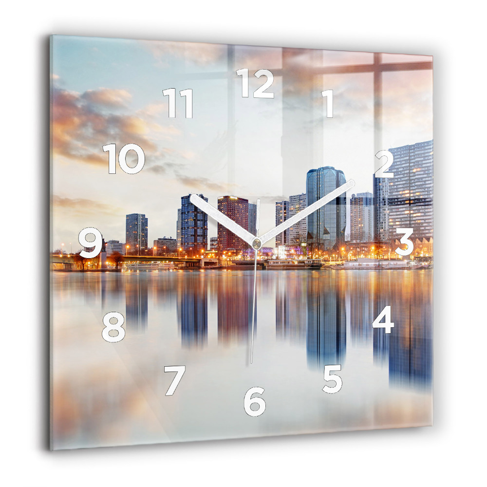 Horloge carrée en verre 60x60 cm Panorama avec la Tour Eiffel