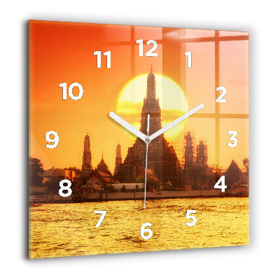 Pendule carrée en verre 60x60 cm Wat arun Bangkok Thaïlande