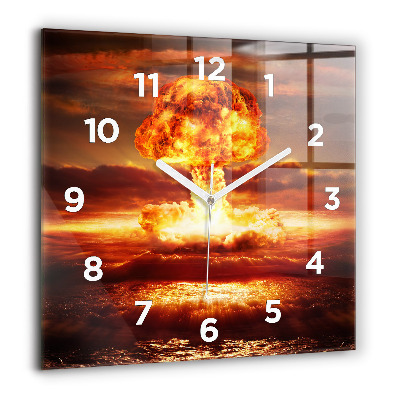 Horloge carrée en verre 60x60 cm Explosion d'une bombe atomique