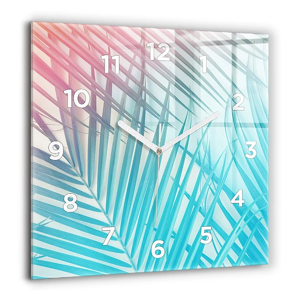 Horloge murale carrée 60x60 cm Palmier tropical