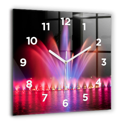 Pendule carrée en verre 60x60 cm Fontaine de Wrocław la nuit