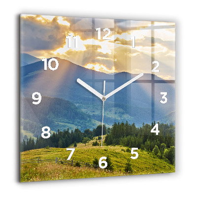Horloge murale carrée 60x60 cm Paysage avec forêts