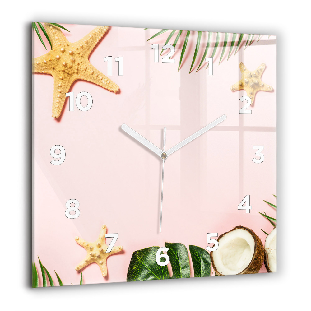 Horloge carrée en verre 60x60 cm Ambiance estivale