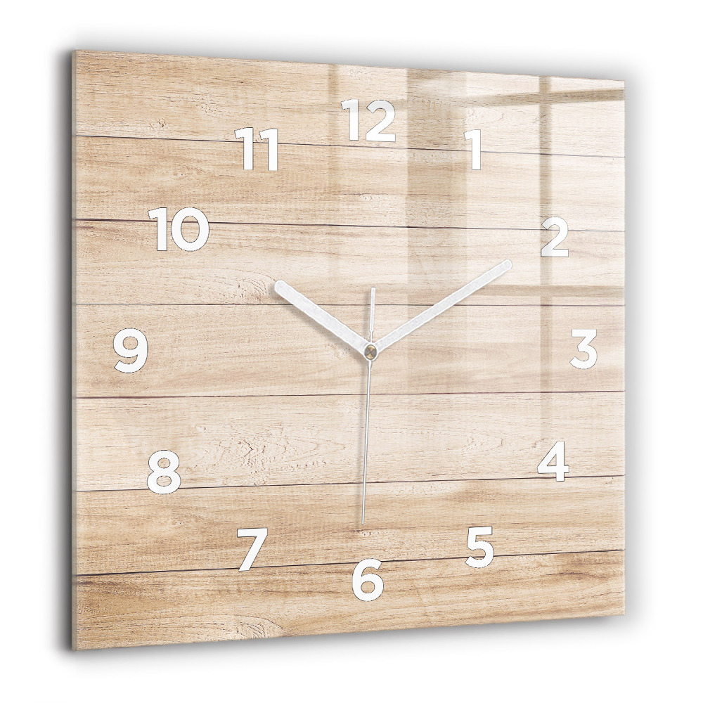 Horloge carrée en verre 60x60 cm Texture en bois
