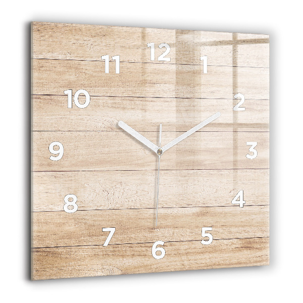 Horloge carrée en verre 60x60 cm Texture en bois