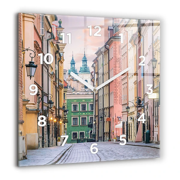 Horloge murale carrée 60x60 cm Vieille ville de Varsovie