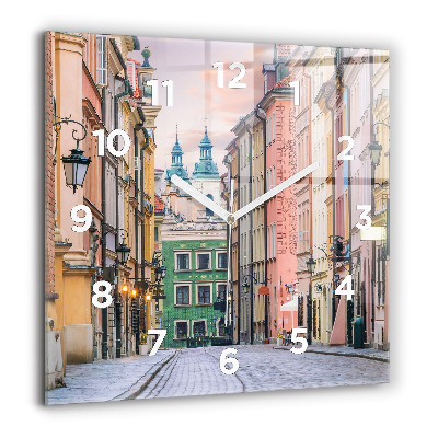 Horloge murale carrée 60x60 cm Vieille ville de Varsovie