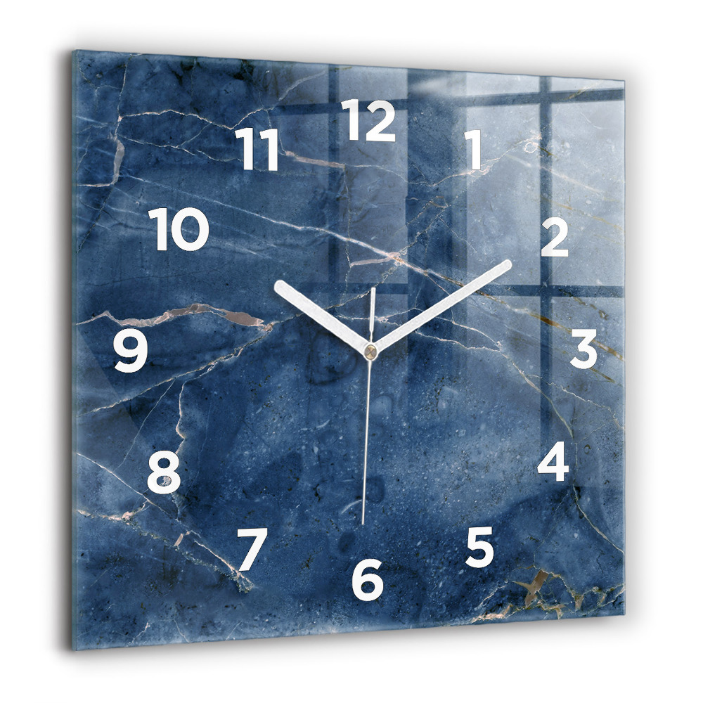 Horloge murale carrée 60x60 cm Texture de marbre bleu