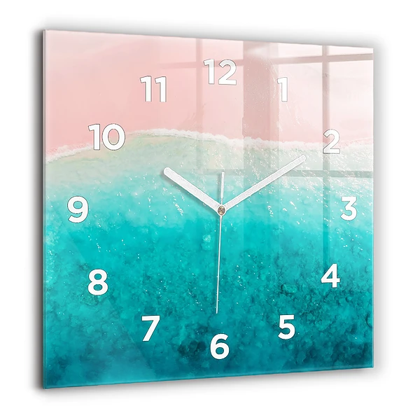 Horloge carrée en verre 60x60 cm Plage de sable marin