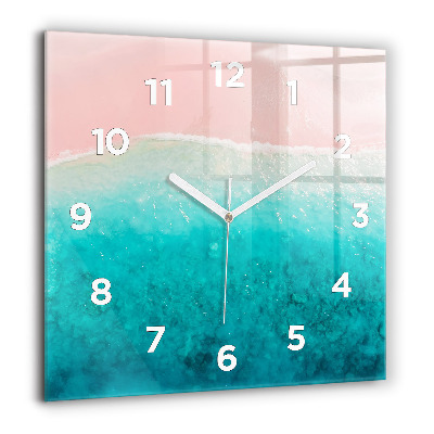 Horloge carrée en verre 60x60 cm Plage de sable marin