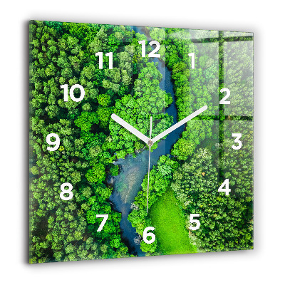 Horloge murale carrée 60x60 cm Rivière dans une forêt