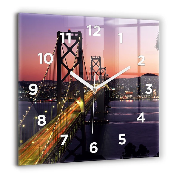 Horloge carrée en verre 60x60 cm Coucher de soleil aux USA