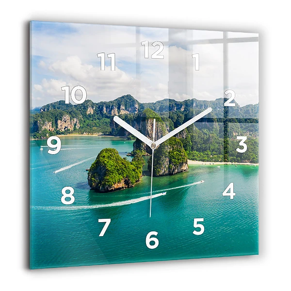 Horloge carrée en verre 60x60 cm Île en Thaïlande