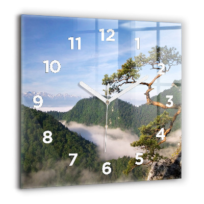 Pendule carrée en verre 60x60 cm Pic Sokolica dans les montagnes Pieniny