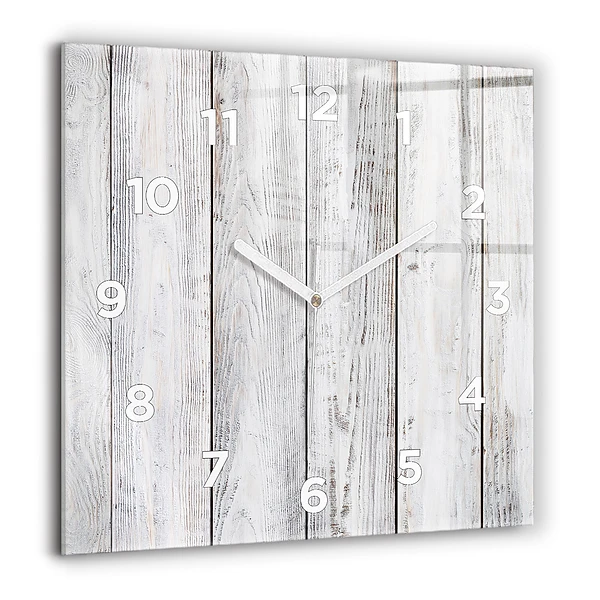 Pendule carrée en verre 60x60 cm Planches peintes