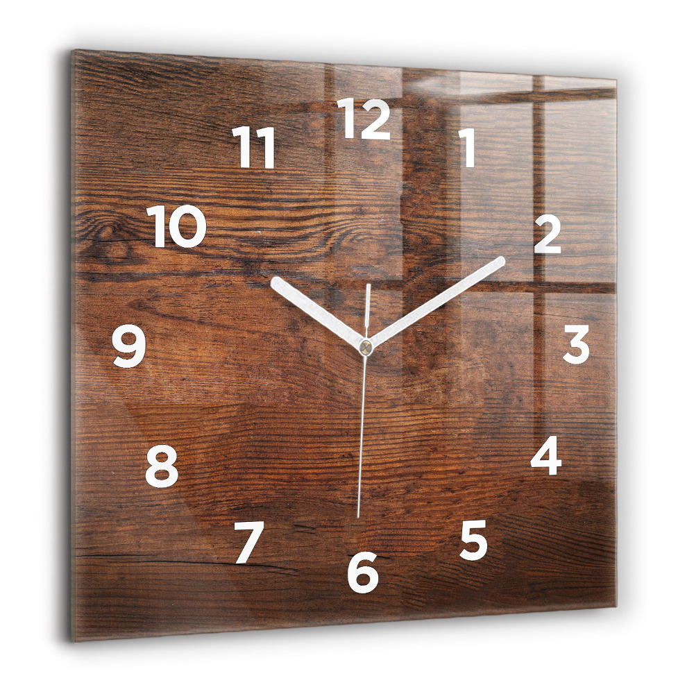 Pendule carrée en verre 60x60 cm Vieux bois