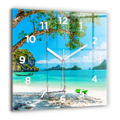 Horloge murale carrée 60x60 cm Île ensoleillée en Thaïlande