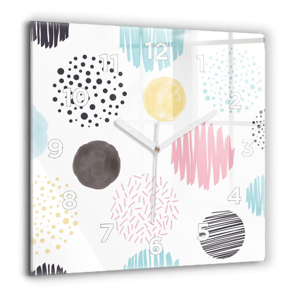 Pendule carrée en verre 60x60 cm Motif géométrique