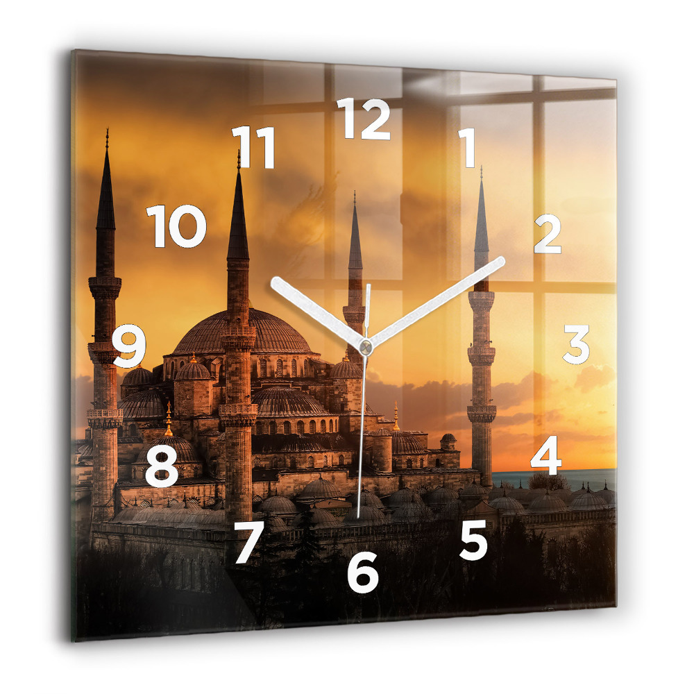 Horloge carrée en verre 60x60 cm Mosquée d'Istanbul