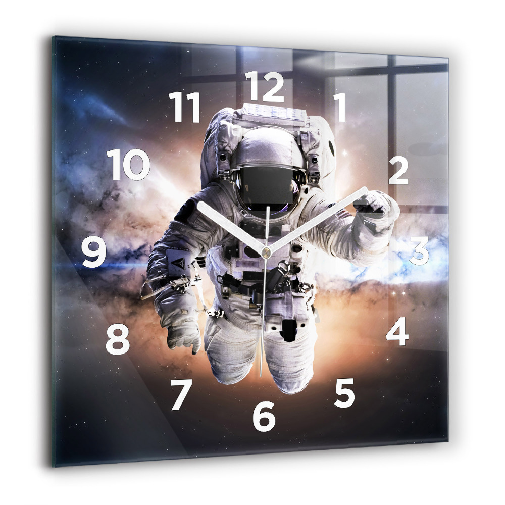 Pendule carrée en verre 60x60 cm Astronaute dans l'espace