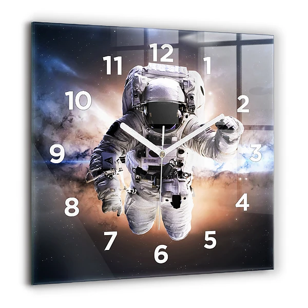Pendule carrée en verre 60x60 cm Astronaute dans l'espace