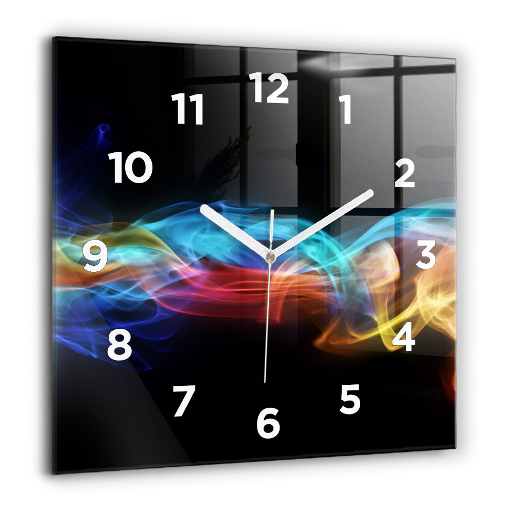 Horloge carrée en verre 60x60 cm Lignes abstraites colorées
