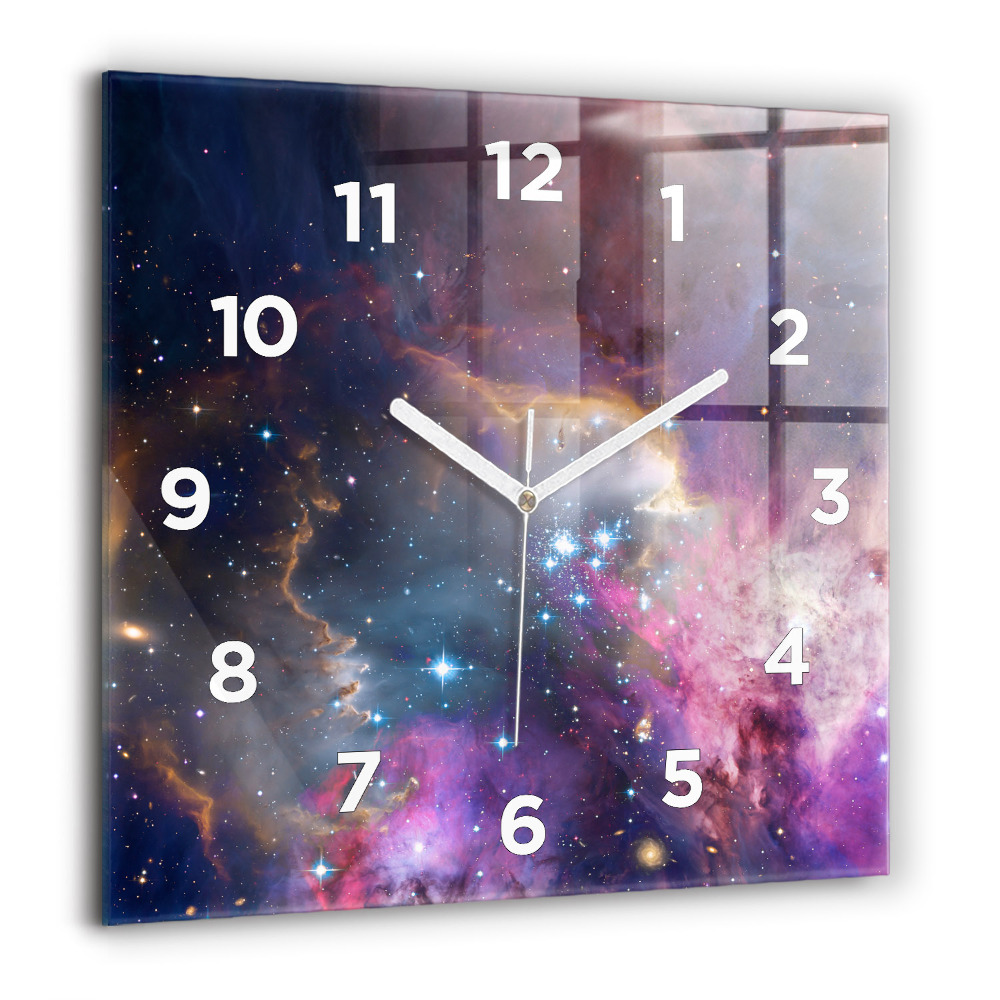Pendule carrée en verre 60x60 cm Galaxie et étoiles