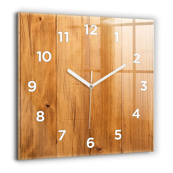 Horloge carrée en verre 60x60 cm Planches en bois