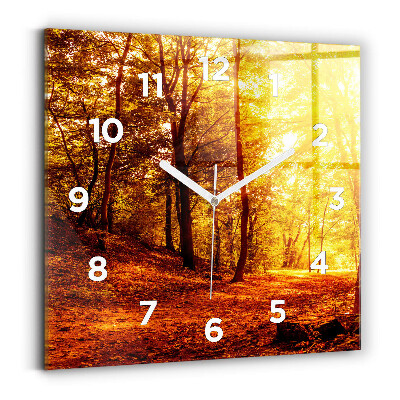 Horloge murale carrée 60x60 cm Paysage forestier au soleil