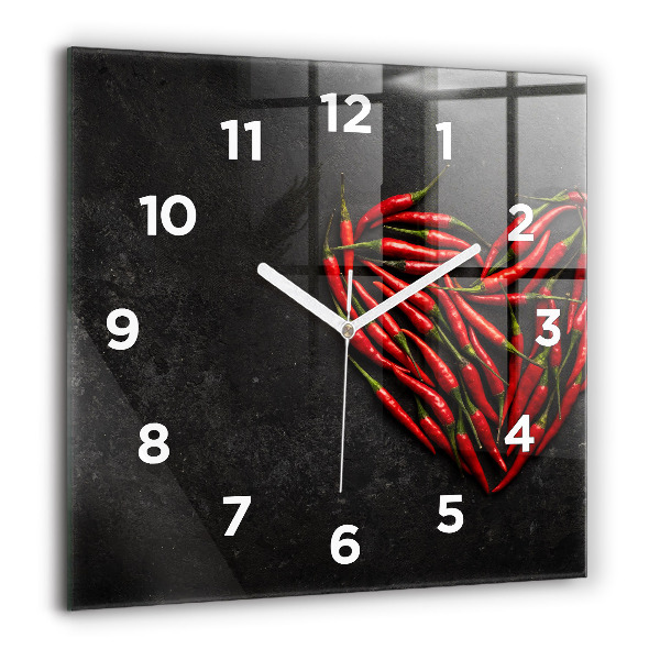 Pendule carrée en verre 60x60 cm Cœur en menthe poivrée