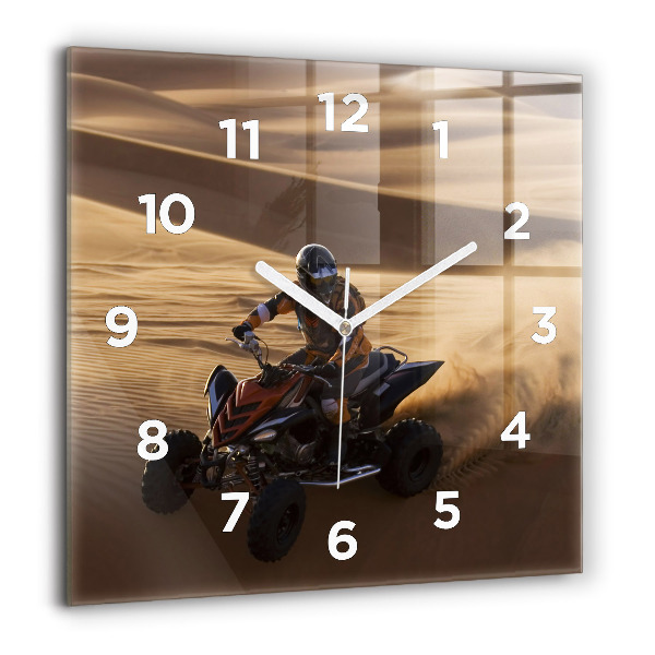 Horloge murale carrée 60x60 cm Quad dans le désert