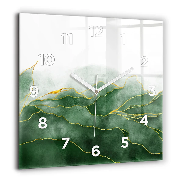 Pendule carrée en verre 60x60 cm Feuilles abstraites