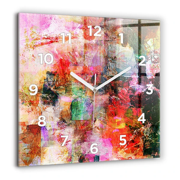Pendule carrée en verre 60x60 cm Composition abstraite