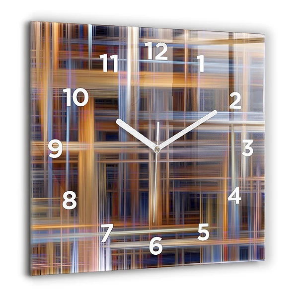 Horloge carrée en verre 60x60 cm Abstraction géométrique