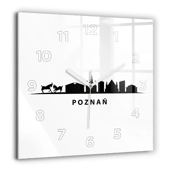 Horloge murale carrée 60x60 cm Graphique de la ligne d'horizon de Poznan