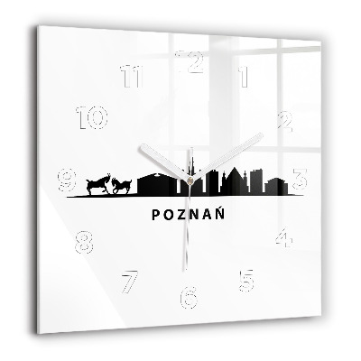 Horloge murale carrée 60x60 cm Graphique de la ligne d'horizon de Poznan