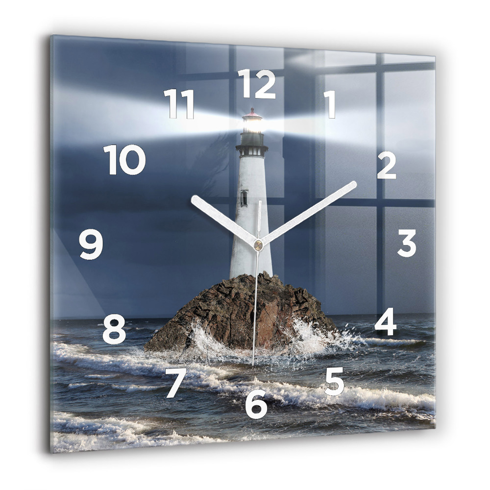 Horloge carrée en verre 60x60 cm Phare