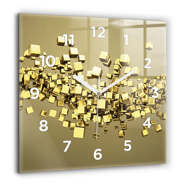 Horloge murale carrée 60x60 cm Carrés dorés