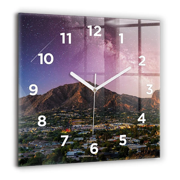 Horloge murale carrée 60x60 cm Paysage de montagne