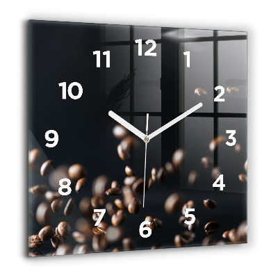Horloge carrée en verre 60x60 cm Grains de café