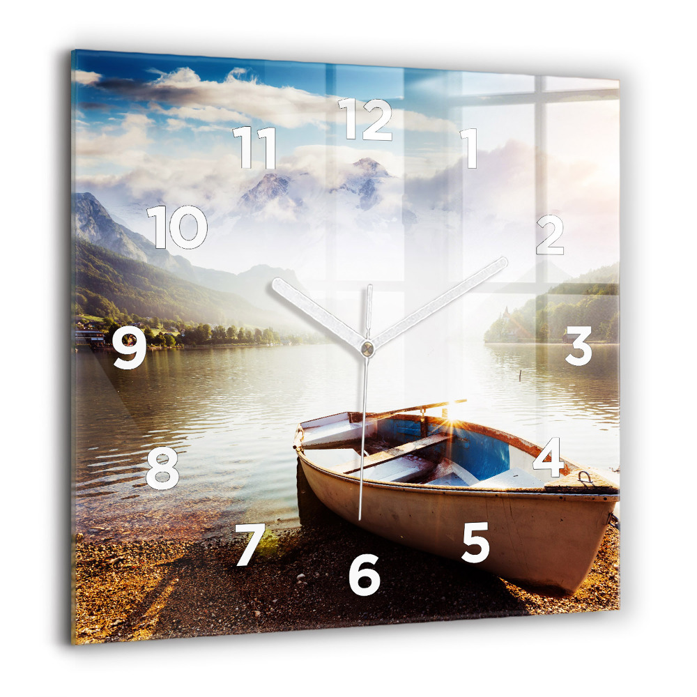 Horloge murale carrée 60x60 cm Vue d'un lac