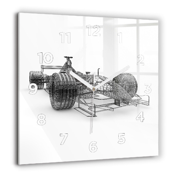 Horloge carrée en verre 60x60 cm Structure d'une voiture de F1