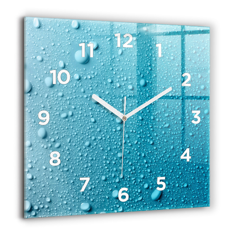 Horloge carrée en verre 60x60 cm Gouttes d'eau sur verre