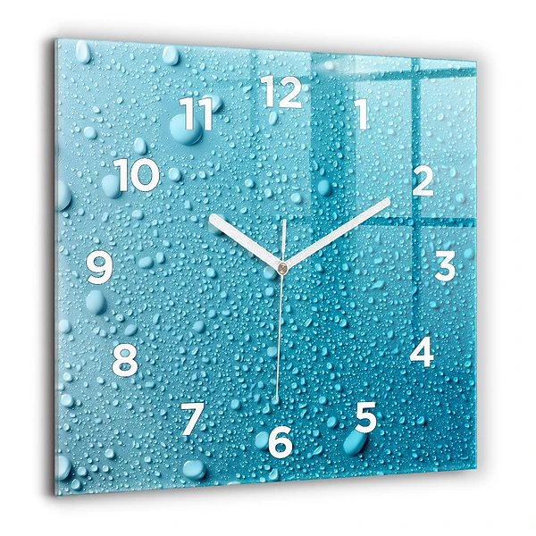 Horloge carrée en verre 60x60 cm Gouttes d'eau sur verre