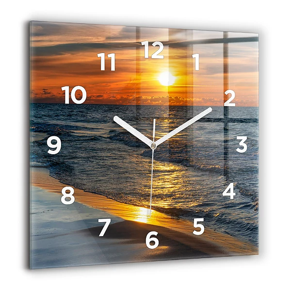 Horloge carrée en verre 60x60 cm Władysławowo Mer Baltique