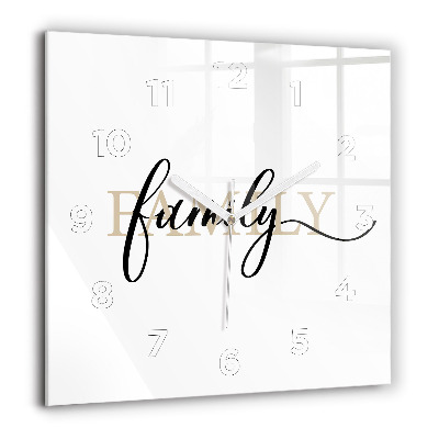 Horloge carrée en verre 60x60 cm Inscription familiale